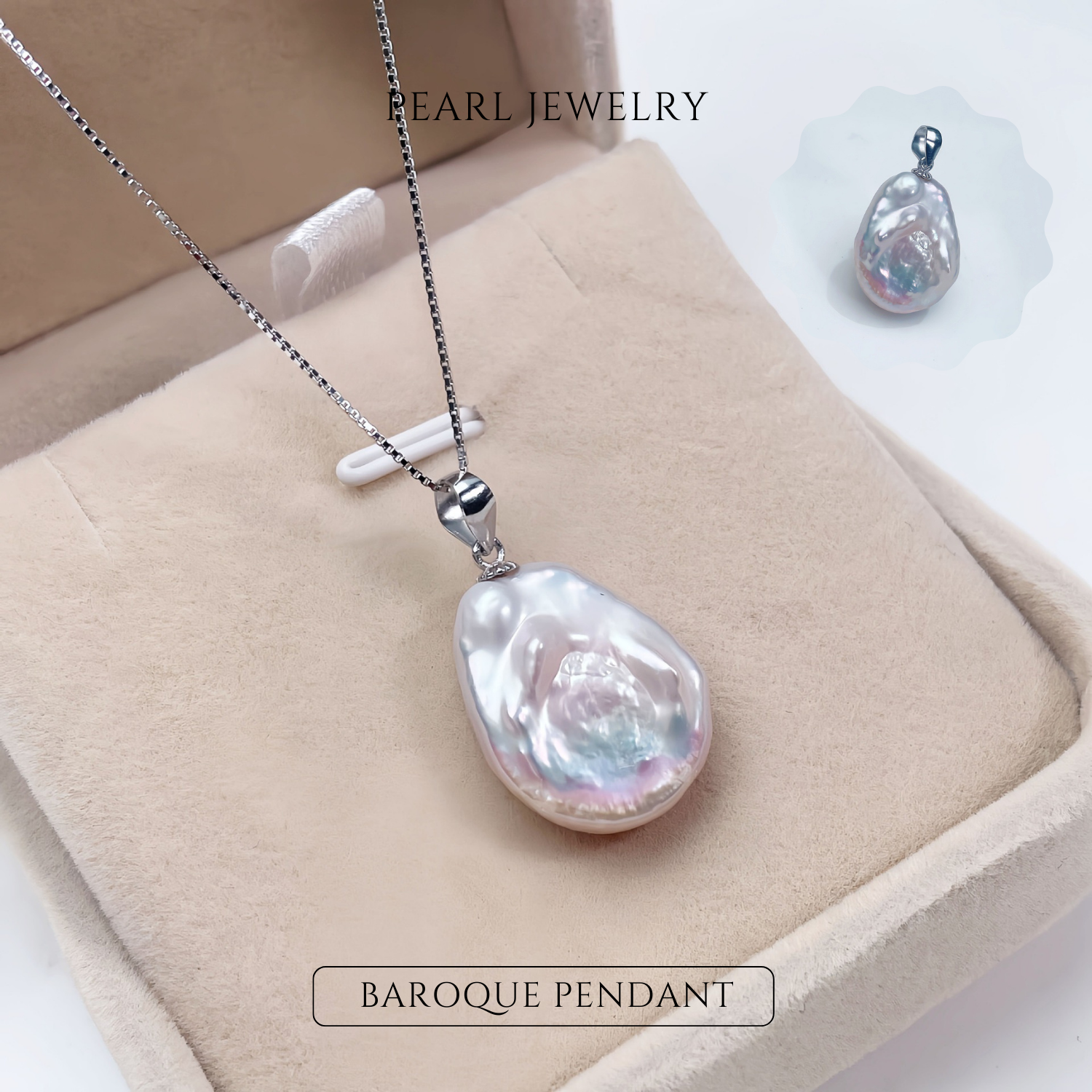 Sterling Silver Baroque Pearl Necklace