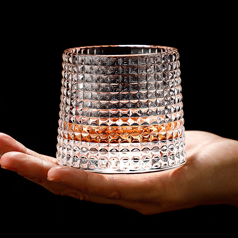 Thick swivel crystal glass Rotary whiskey glass creative personality wine tumbler sublimation Whisky Chivas Rock Up