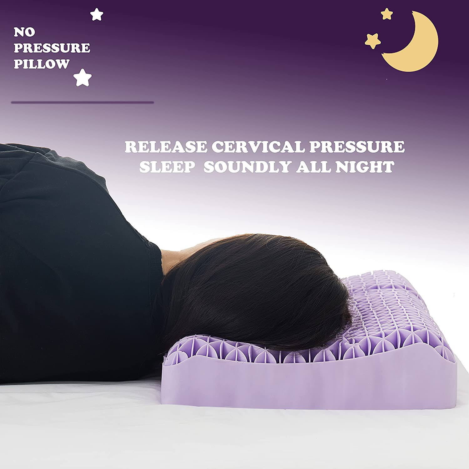 Lila Kissen von Berklan, 100 % elastisches Gitter, ergonomisch für Personen, die nachts schwitzen