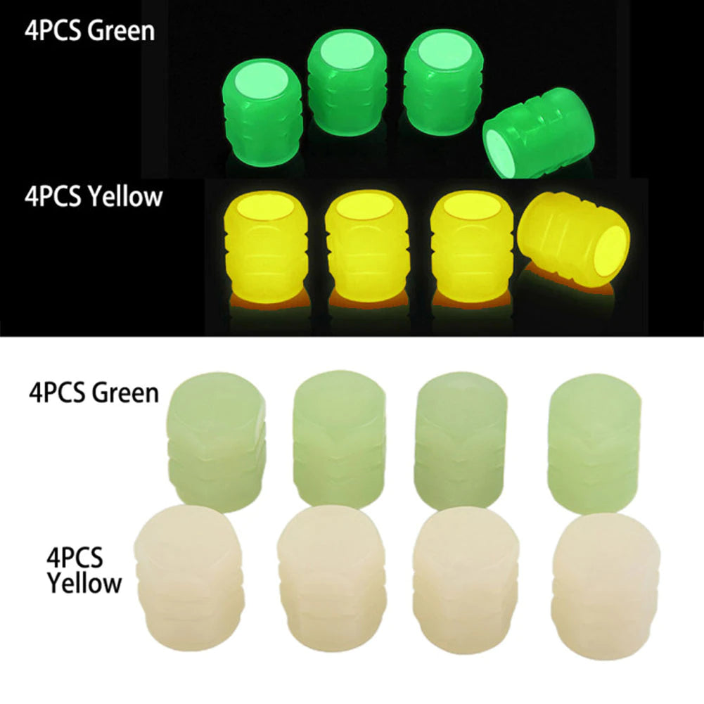 Universelle fluoreszierende leuchtende Reifenventilkappen Autoreifenventilkappe Grün / Gelb / Blau / Rot fluoreszierendes Pulver