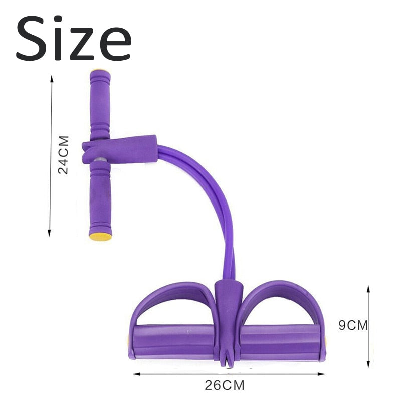 Fitness-Übungsgummi, 4 Schläuche, elastische Gummipedale, Widerstandsband mit Sit-Up-Zugseil für Yoga, Pilates und Trainingsgeräte