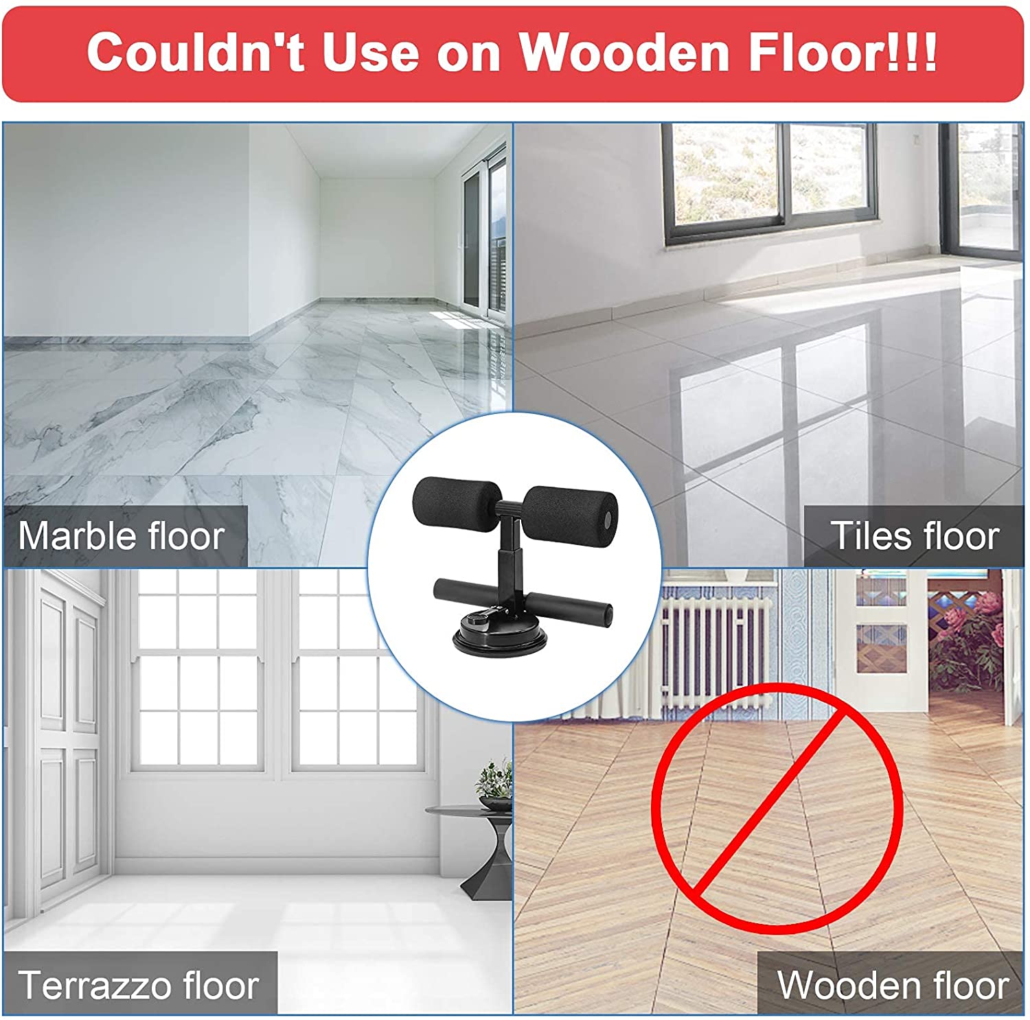 Verstellbare tragbare Sit-Up-Stange, Beinhalterung mit Vakuum-Saugbasis für das Bauchmuskel-Fitnesstraining