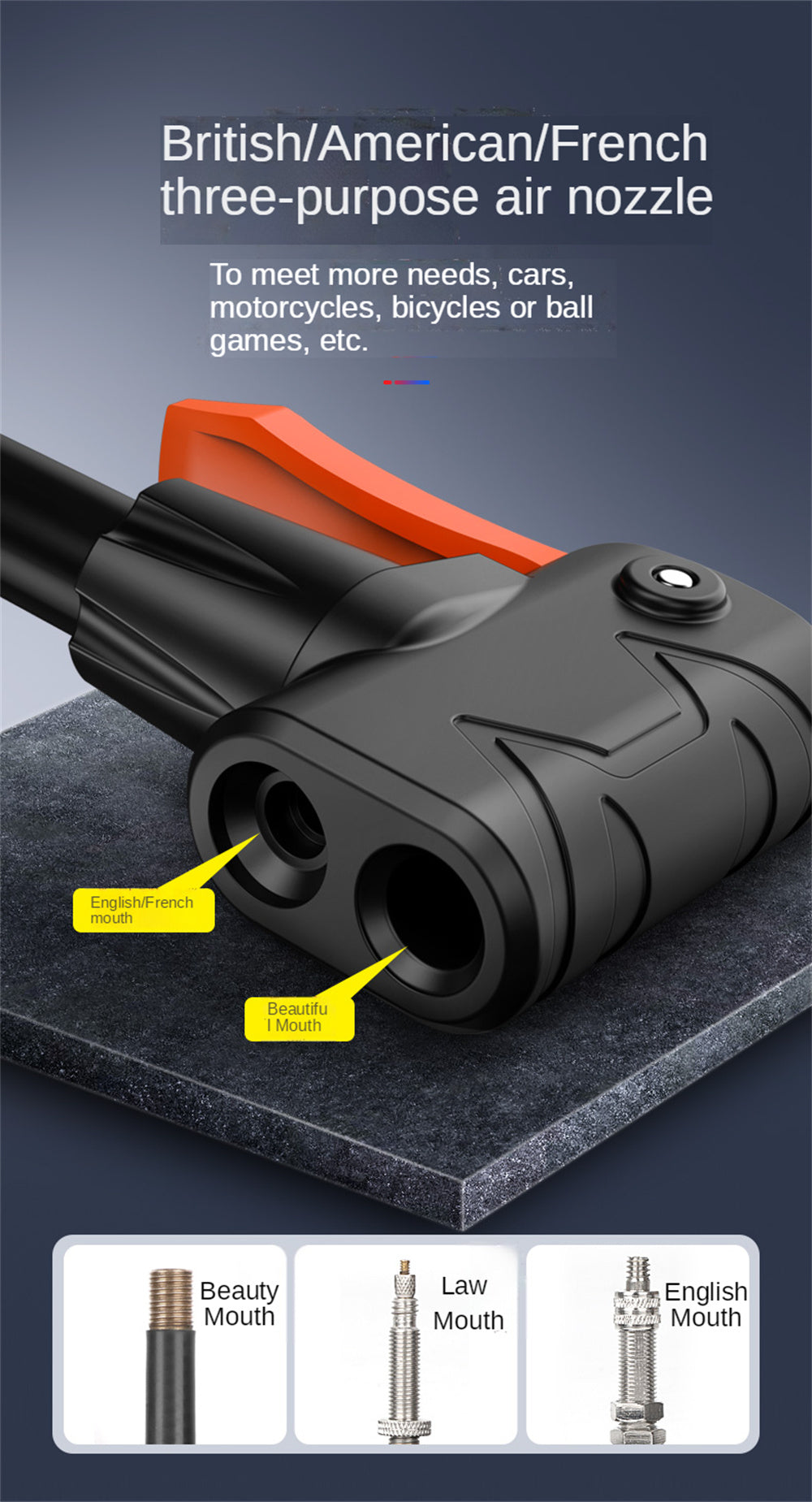 Mini pompe à pied à Air haute pression domestique Portable, polyvalente avec Valve Presta et Valve Schrader