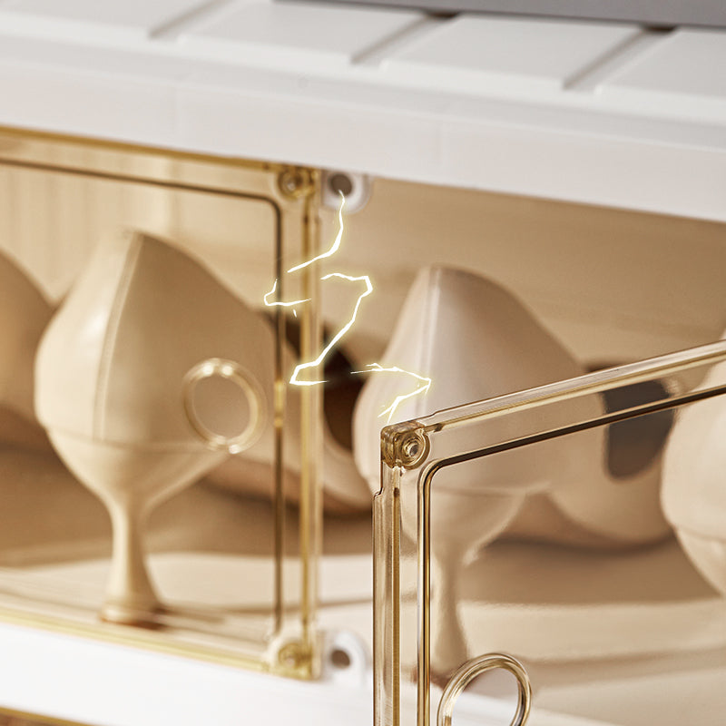 ShoeMate Cabinet: Elegant Stackable Shoe Cabinet With Transparent Doors
