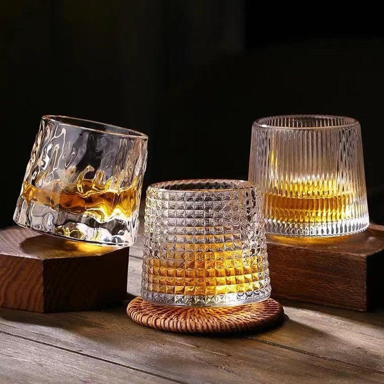 Drehbares Whiskyglas, Whiskybecher, altmodische Scotch- und Bourbongläser