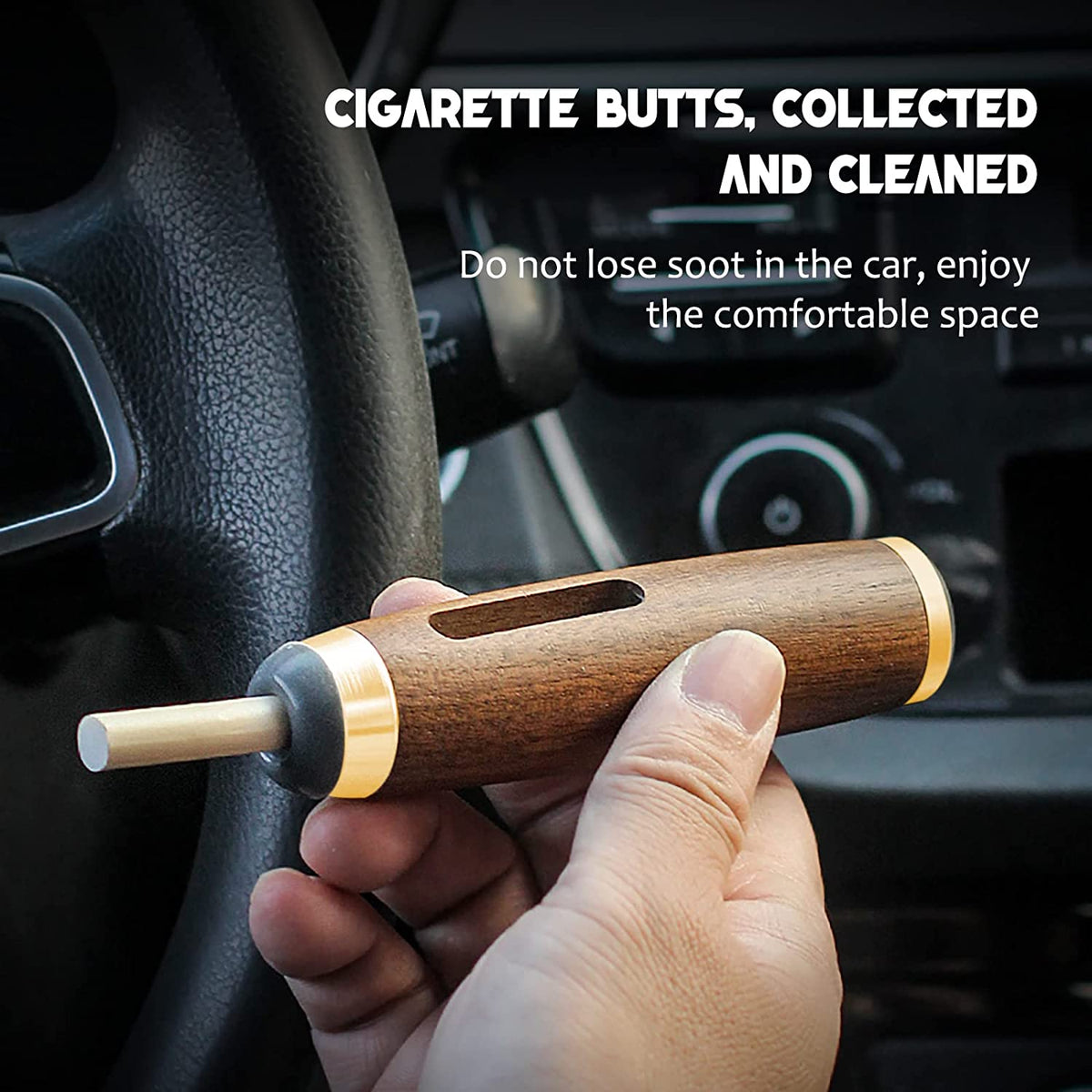 Portable Hand-held Ash-free Filter Walnut Ash Tray For Outdoor, Indoor and Car Smoking