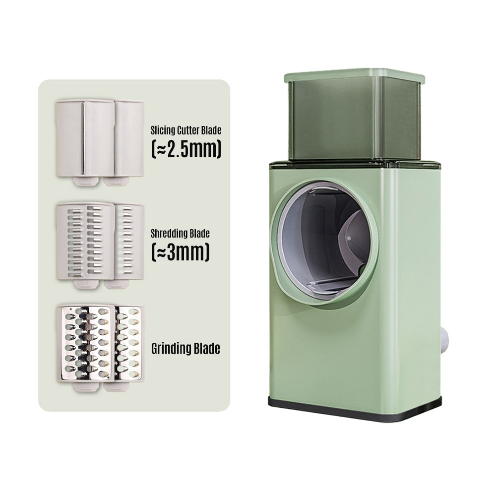 Coupe-légumes rotatif manuel multifonction avec couvercle poussoir