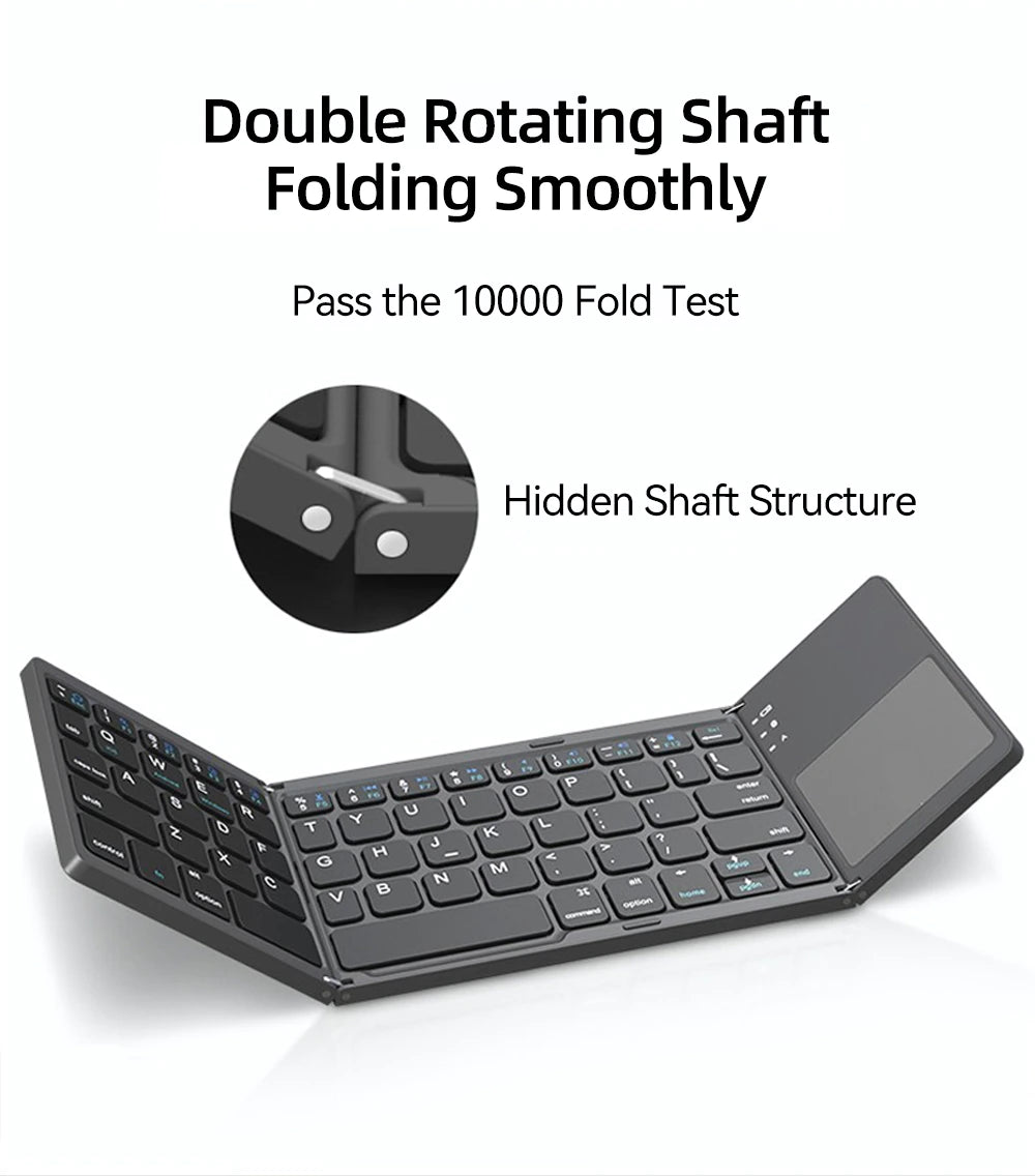 Mini claviers pliables sans fil Bluetooth 3.0, pour tablettes et téléphones Windows, Android, Ios ou Ipad (clavier et pavé tactile en un)