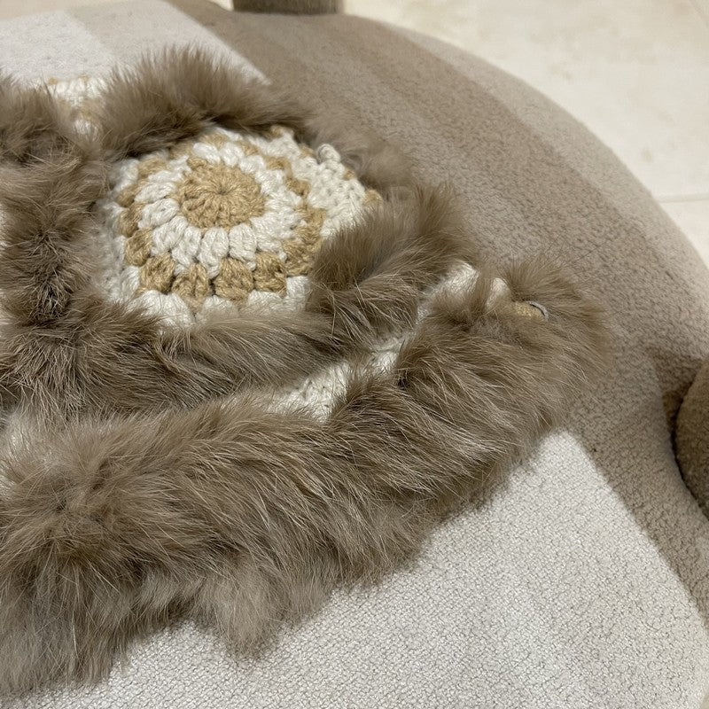 Bonnets tricotés en fourrure rétro de lapin du Japon, faits à la main