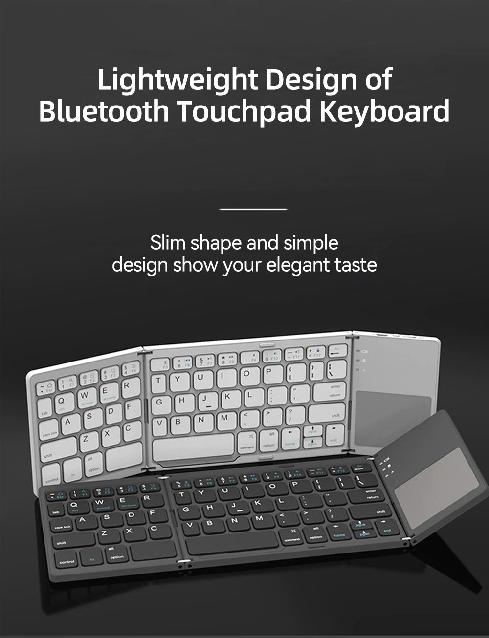 Mini claviers pliables sans fil Bluetooth 3.0, pour tablettes et téléphones Windows, Android, Ios ou Ipad (clavier et pavé tactile en un)