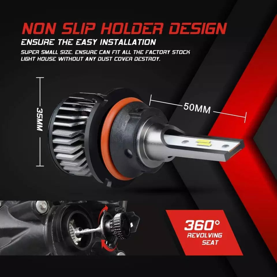 2 LED Headlight Bulbs 6000K 50W 6000K 10000 Lumens Extremely Bright