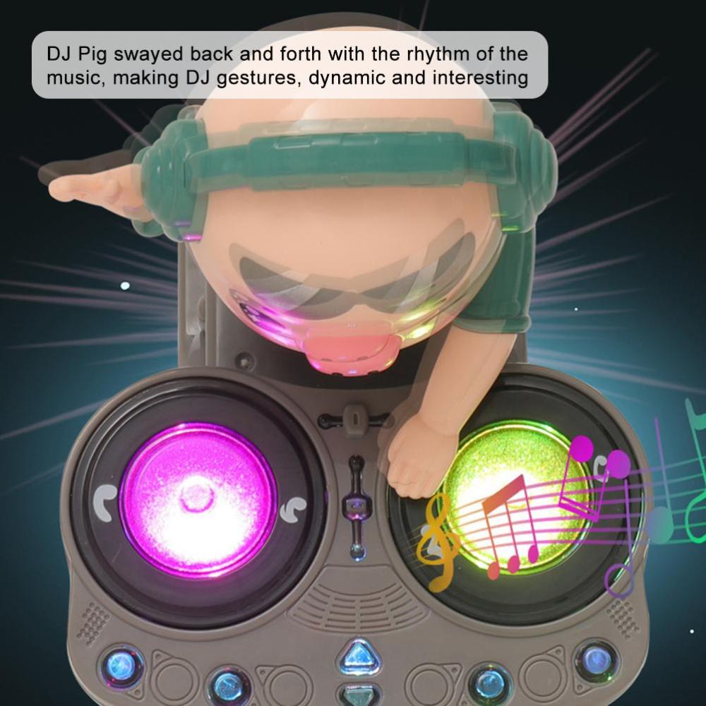 Lustiges elektrisches Musik-Tanz-DJ-Schweinchenspielzeug mit bunten, sich drehenden Lichtern
