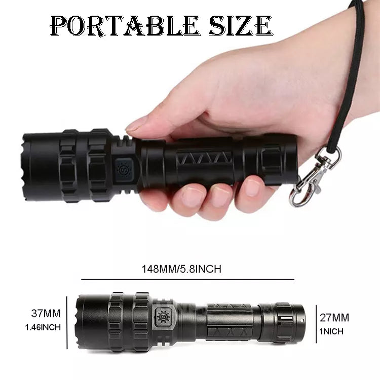 High Lumens USB Rechargeable Military Tactical Torch, Red Green Led Hunting Flashlight