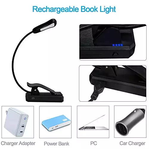 Rechargeable Book Reading Lights in with 3 Colors and 9 Brightness