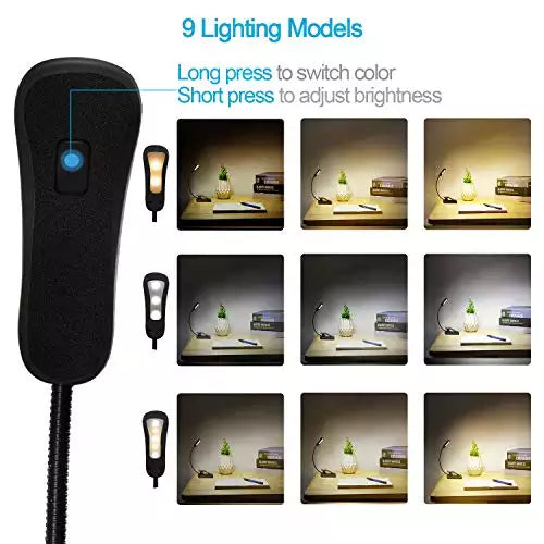 Rechargeable Book Reading Lights in with 3 Colors and 9 Brightness