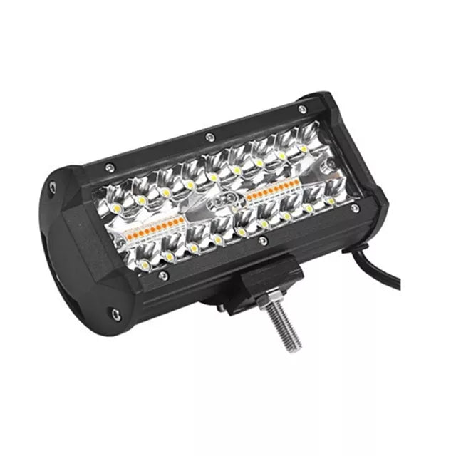 7Inch Led Light Bar 120W Driving Fog Off Road White & Amber Lights Waterproof