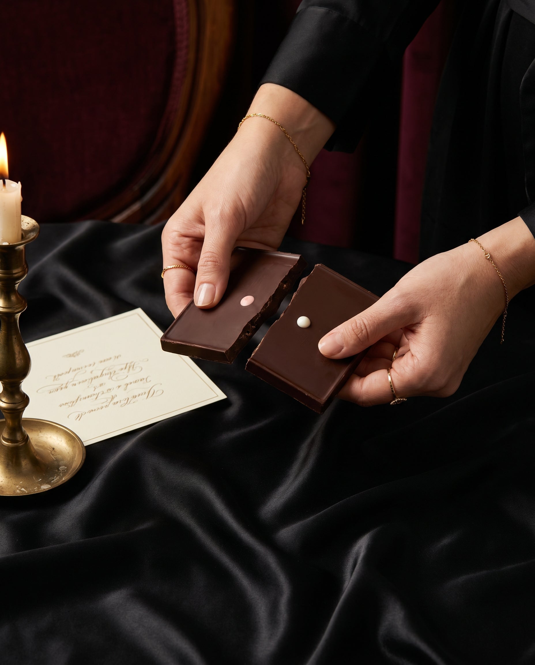 Two adults sharing LUST Chocolate ritual