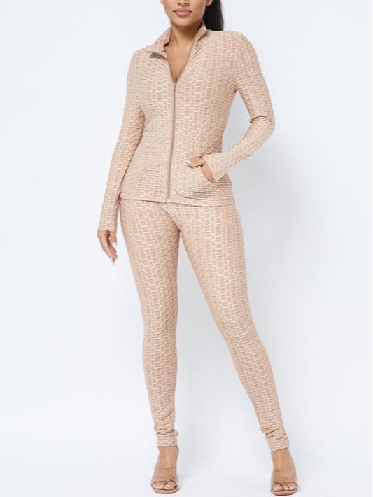 2-teilige Outfits mit Wabenmuster für Damen Activewear 