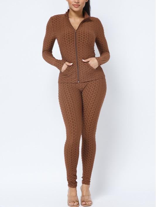 2-teilige Outfits mit Wabenmuster für Damen Activewear 