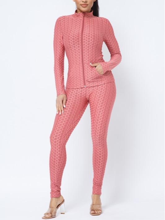 Tenues 2 pièces à motif nid d'abeille pour femmes, vêtements de sport 