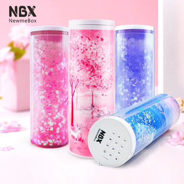 Bleistift Fall Translucent Quicksand Kawaii NBX Solar Taschenrechner Box Schule Supplie
