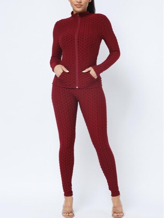 2-teilige Outfits mit Wabenmuster für Damen Activewear 