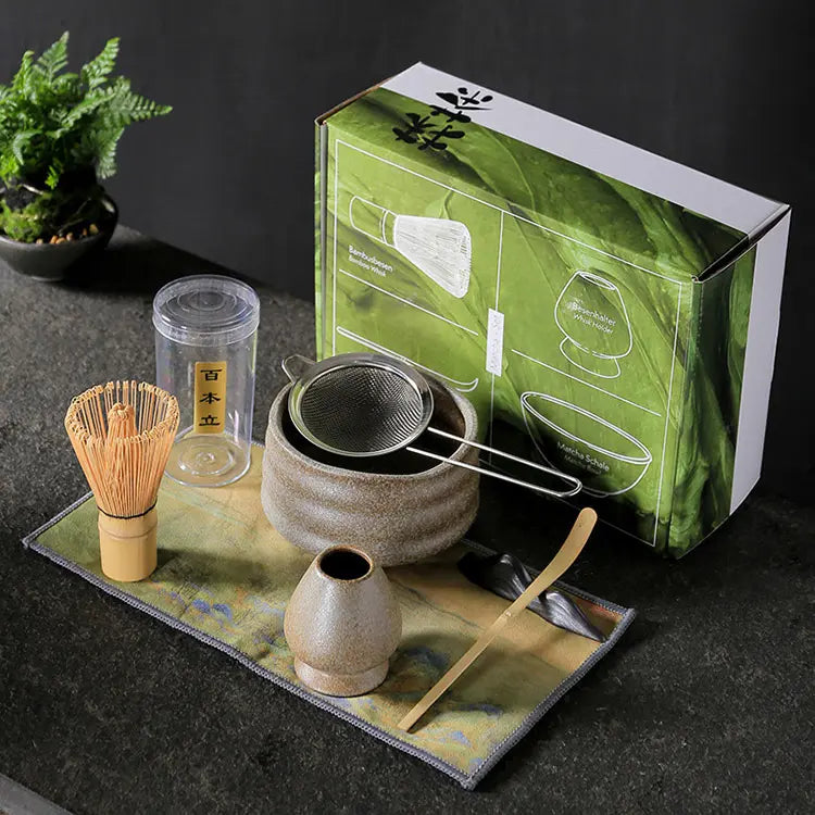Größeres Bild anzeigen Zum Vergleich hinzufügen Teilen Individuelles Matcha-Set 4-teilige Geschenkbox Gestaltung eines Vintage-Matcha-Teebesen-Sets für die Teezeremonie
