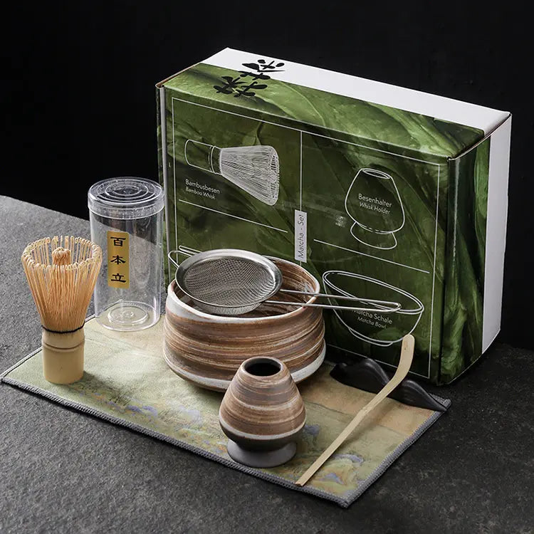 Größeres Bild anzeigen Zum Vergleich hinzufügen Teilen Individuelles Matcha-Set 4-teilige Geschenkbox Gestaltung eines Vintage-Matcha-Teebesen-Sets für die Teezeremonie