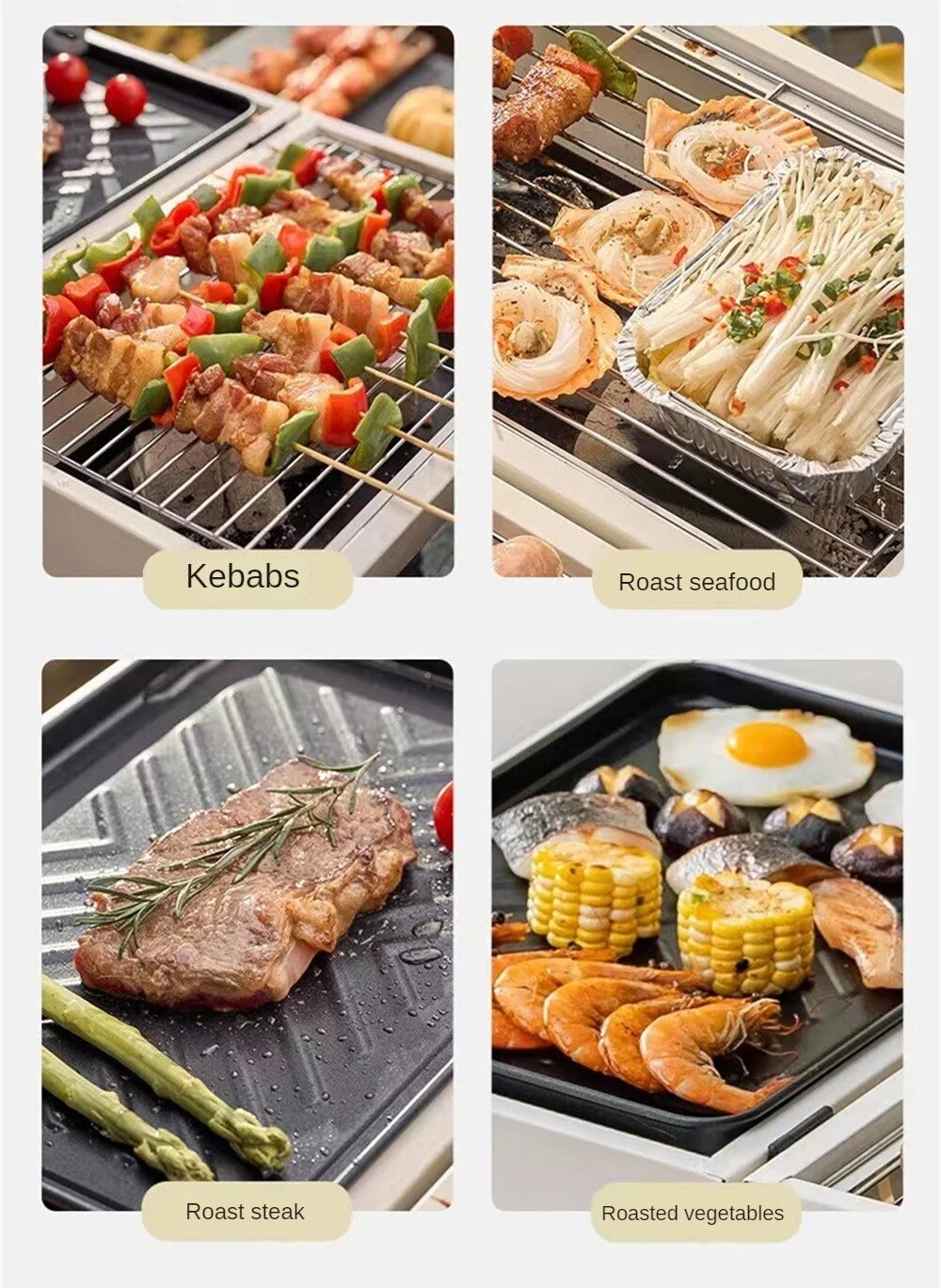 Poêle à barbecue de camping double face antiadhésif extérieur 