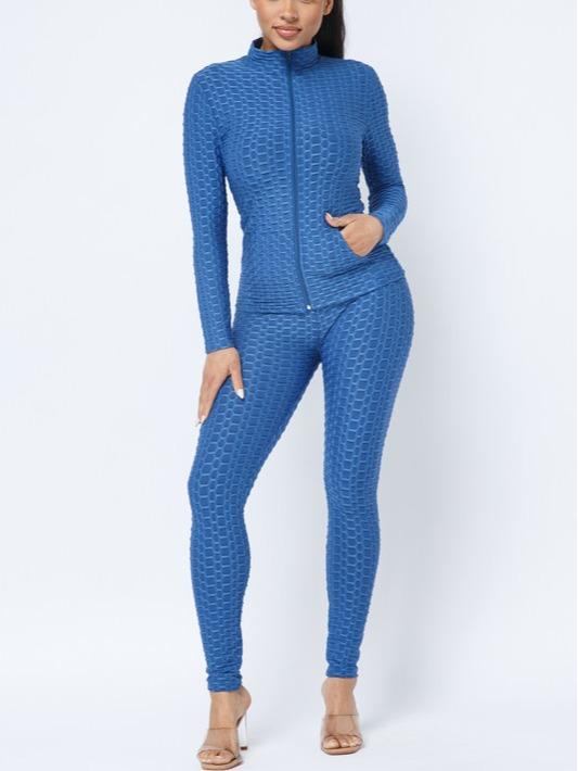 Tenues 2 pièces à motif nid d'abeille pour femmes, vêtements de sport 