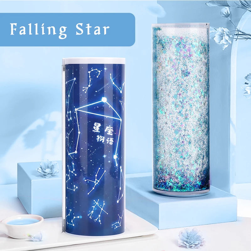 Bleistift Fall Translucent Quicksand Kawaii NBX Solar Taschenrechner Box Schule Supplie