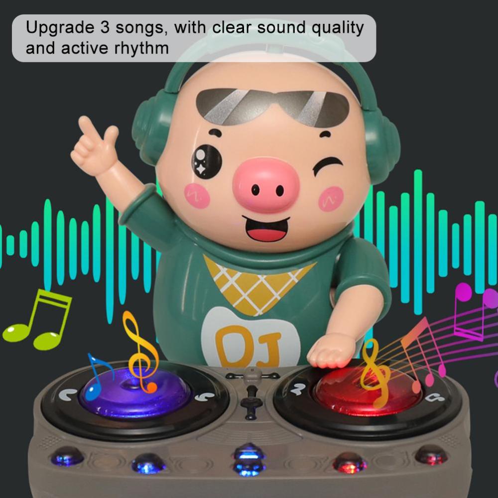 Lustiges elektrisches Musik-Tanz-DJ-Schweinchenspielzeug mit bunten, sich drehenden Lichtern