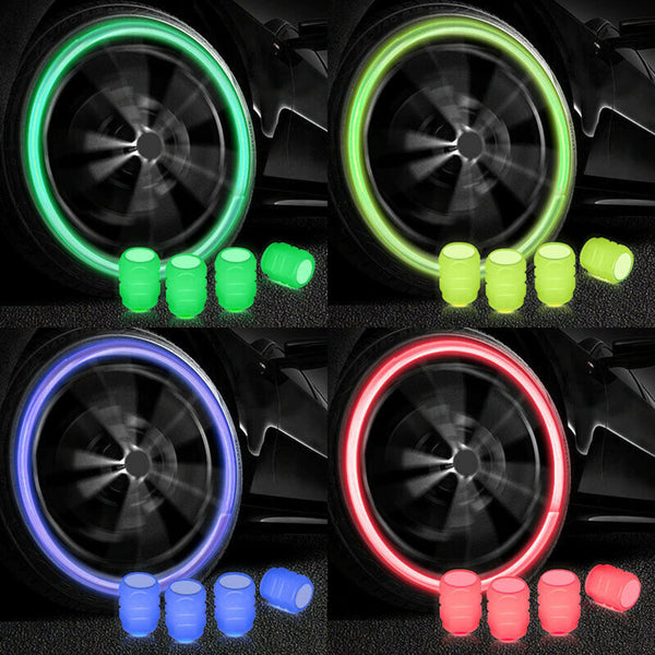 Universelle fluoreszierende leuchtende Reifenventilkappen Autoreifenventilkappe Grün / Gelb / Blau / Rot fluoreszierendes Pulver