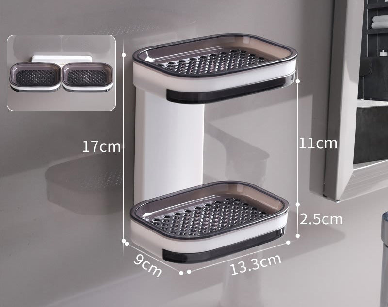 Entwässerungsperforiertes 2-stufiges wandmontiertes Seifenregal für Badezimmer und Küche