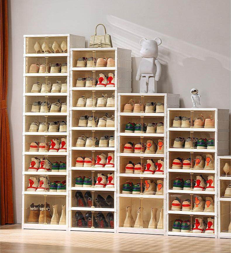 ShoeMate Cabinet: Elegant Stackable Shoe Cabinet With Transparent Doors