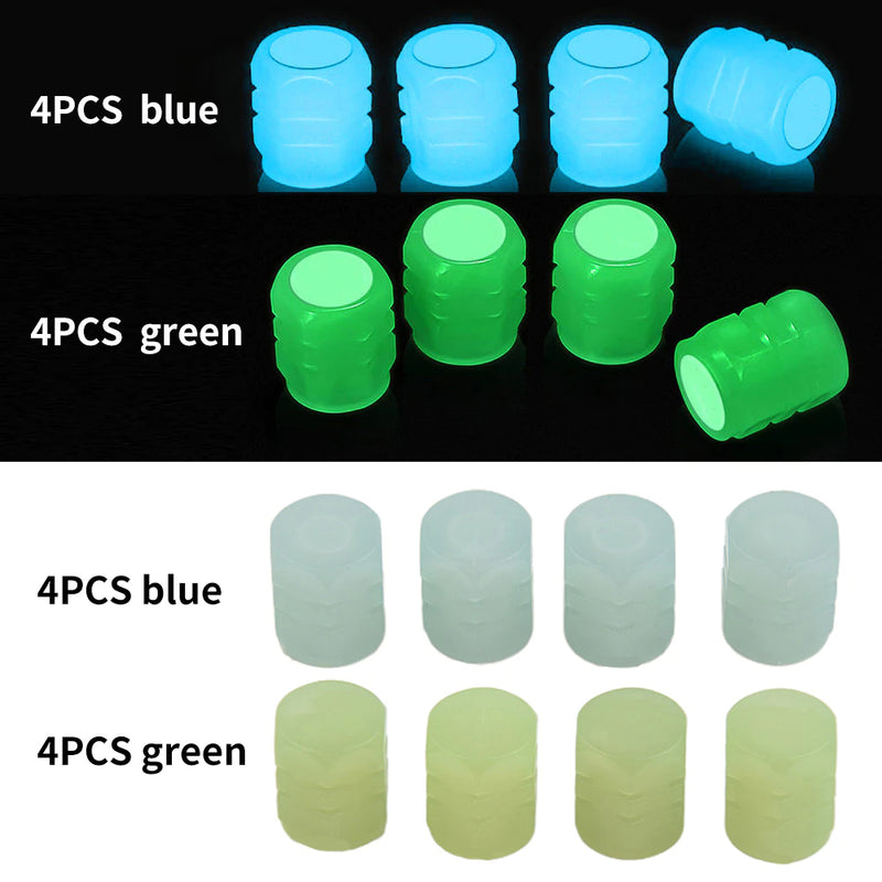 Universal Fluorescent Luminous Tire Valve Stem Covers Car Tire Valve Cap Green /Yellow/Blue/Red Fluorescent Powder
