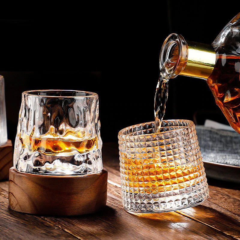Thick swivel crystal glass Rotary whiskey glass creative personality wine tumbler sublimation Whisky Chivas Rock Up