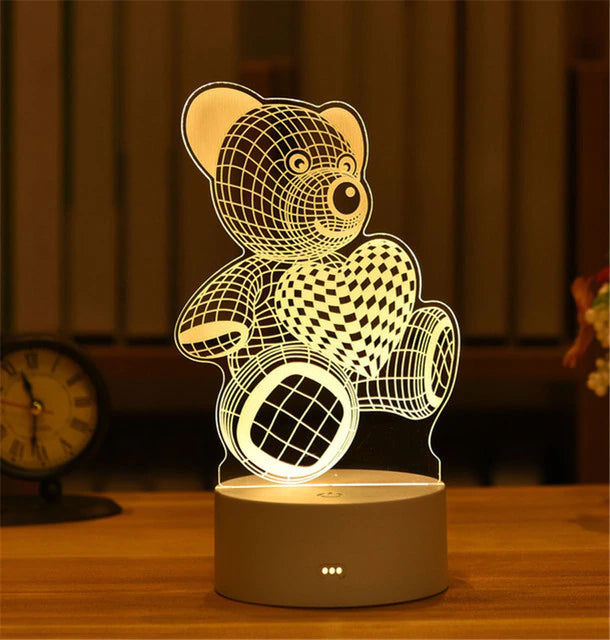 Romantic Love 3D Acrylic Led Lamp for Home Children's Night Light Table Lamp Birthday Party Decor Valentine's Day Bedside Lamp