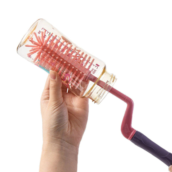Silikon-Flaschenbürste, 360-Grad-Drehung, Baby-Schnullerbecher, Pinzette, Nippel-Reinigungsbürsten-Set, Handheld, weicher Kopf, Lebensmittelqualität 