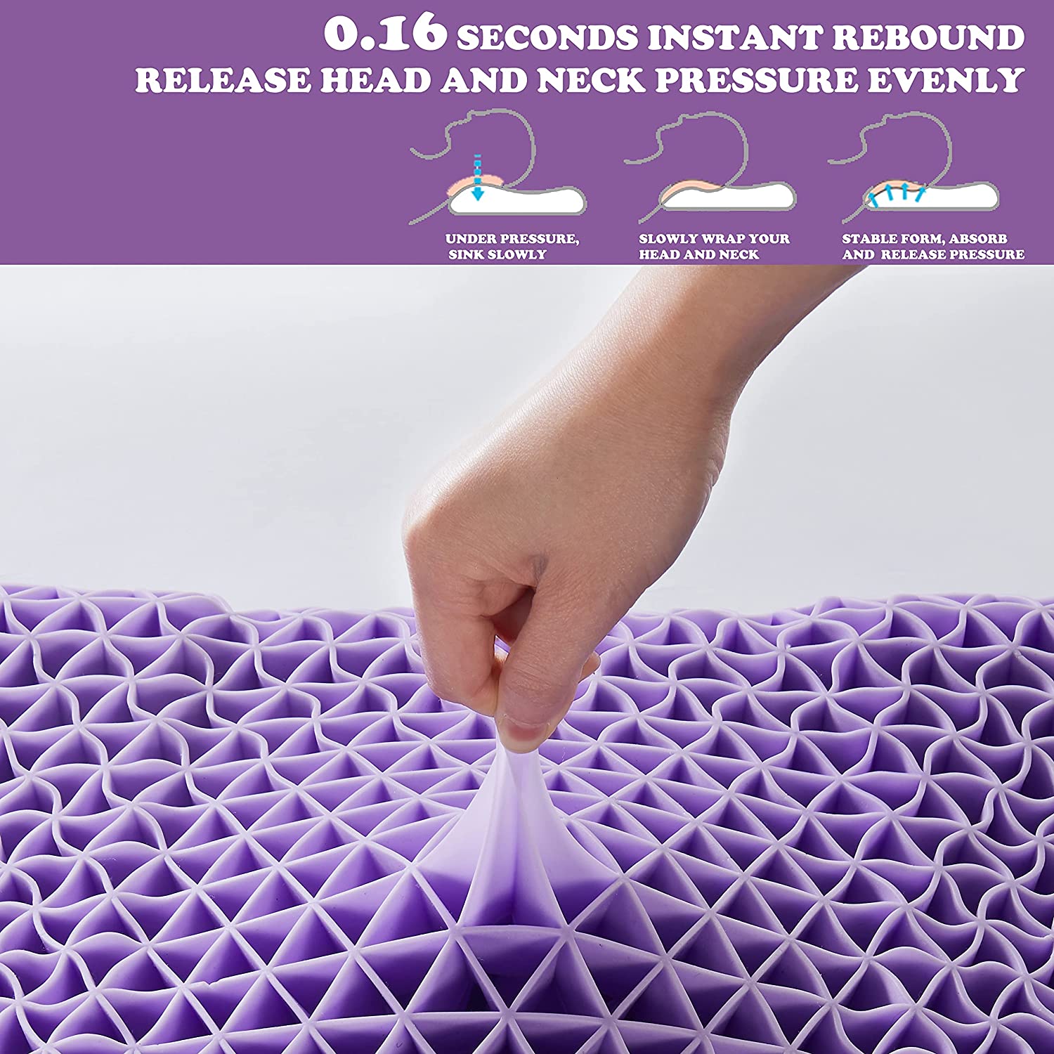 Lila Kissen von Berklan, 100 % elastisches Gitter, ergonomisch für Personen, die nachts schwitzen