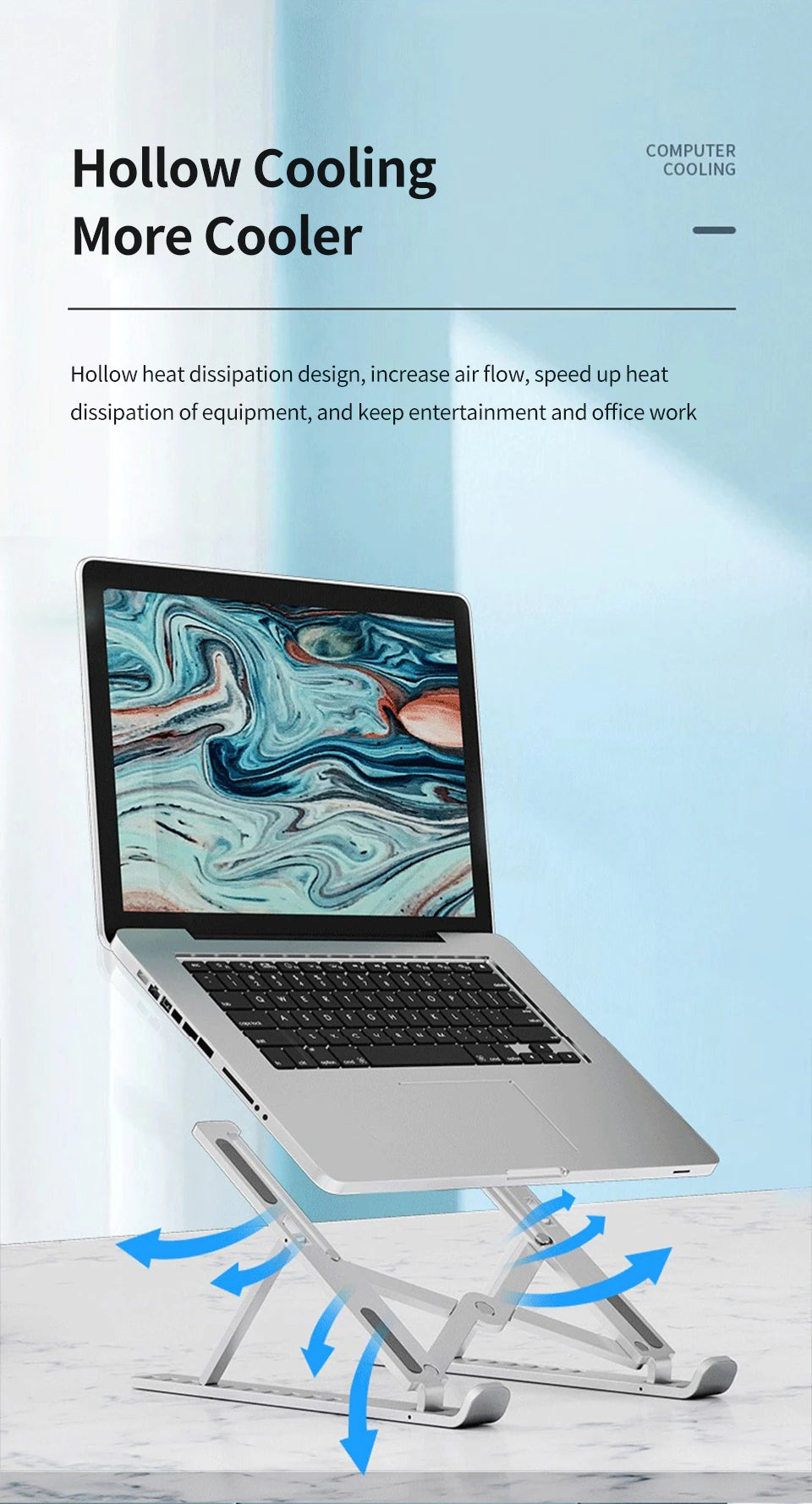 Universal Laptop Stand Portable Foldable Adjustable All Aluminum Alloy