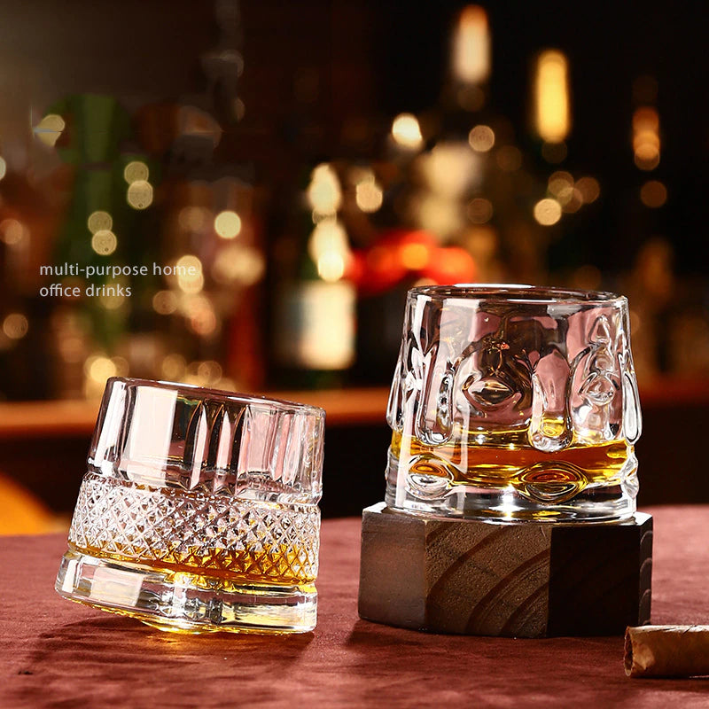 Dickes, drehbares Kristallglas, rotierendes Whiskyglas, Weinbecher mit kreativer Persönlichkeit, Sublimations-Whisky, Chivas Rock Up