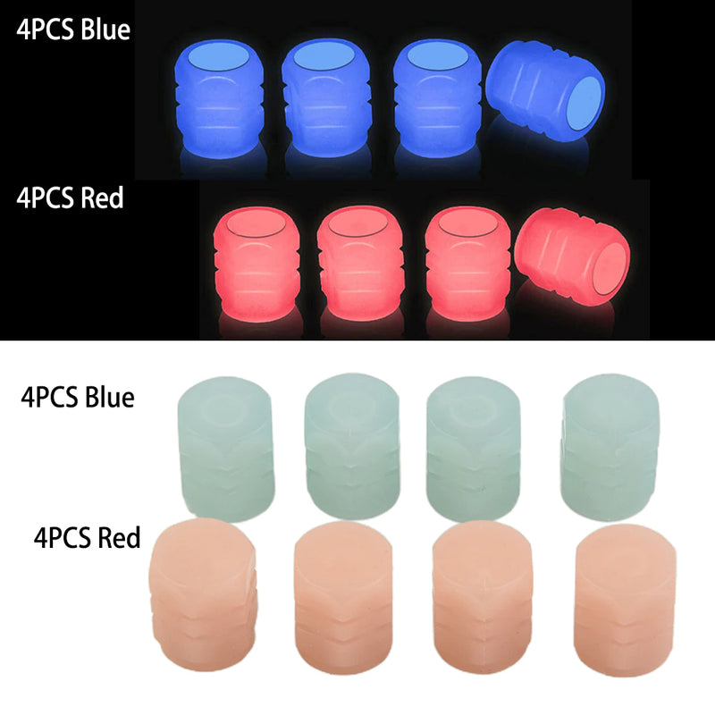 Universal Fluorescent Luminous Tire Valve Stem Covers Car Tire Valve Cap Green /Yellow/Blue/Red Fluorescent Powder
