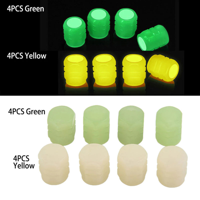 Universal Fluorescent Luminous Tire Valve Stem Covers Car Tire Valve Cap Green /Yellow/Blue/Red Fluorescent Powder