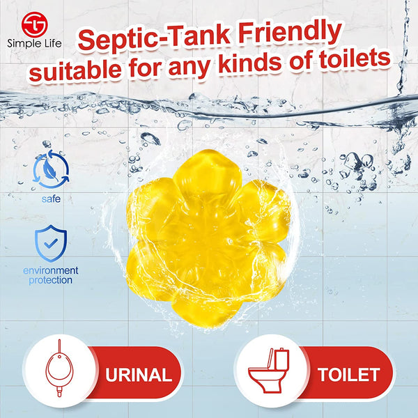 Simple Life Fresh Flower Stamp Toilettengele, Mischpackung, stoppt Kalk und Flecken mit lufterfrischendem Duft, desodorierende Reinigung, 32 Stempel, 4er-Pack 