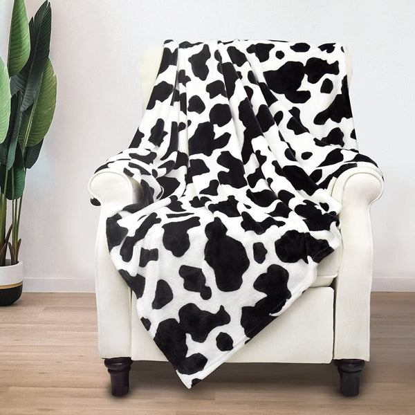 Fleecedecke mit Kuh-Print, schwarz-weiß, kleine Bettdecke, warme Kuhdecke, Plüsch, Schlafzimmerdeko