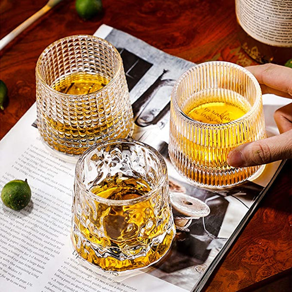 Drehbares Whiskyglas, Whiskybecher, altmodische Scotch- und Bourbongläser