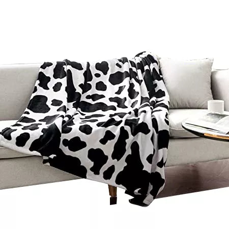 Fleecedecke mit Kuh-Print, schwarz-weiß, kleine Bettdecke, warme Kuhdecke, Plüsch, Schlafzimmerdeko
