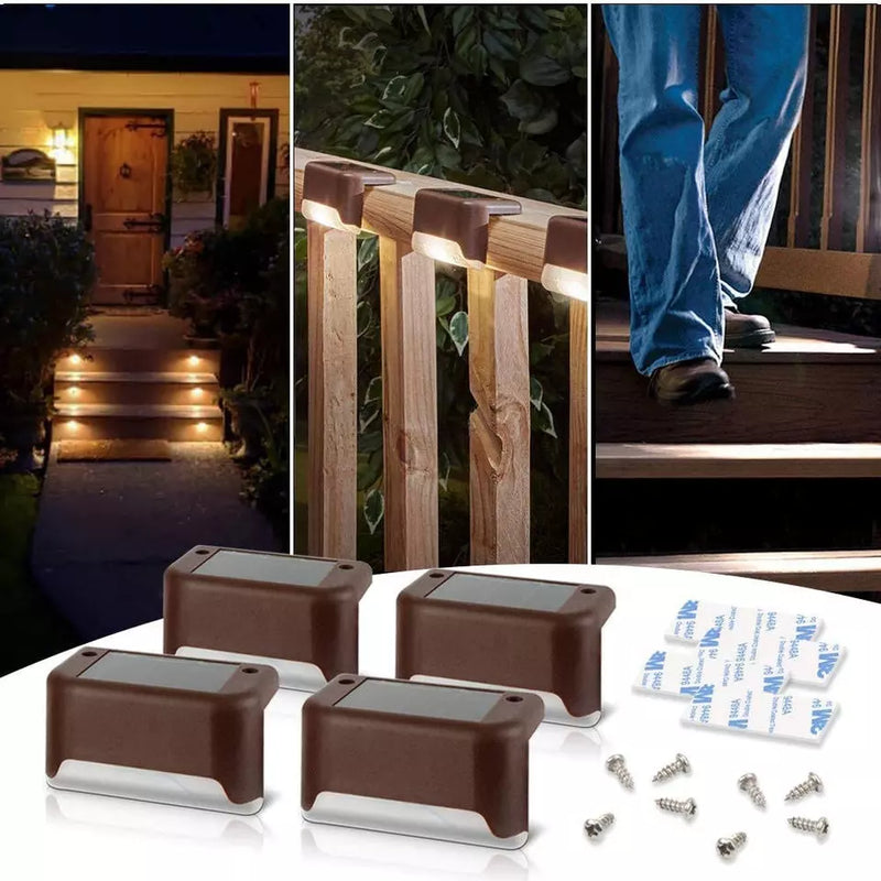 (Paquet de 12) Lampes solaires d'extérieur à LED étanches, blanc chaud et changement de couleur, lampes solaires pour poteaux de clôture pour escaliers, clôture, terrasse, jardin, patio, porche