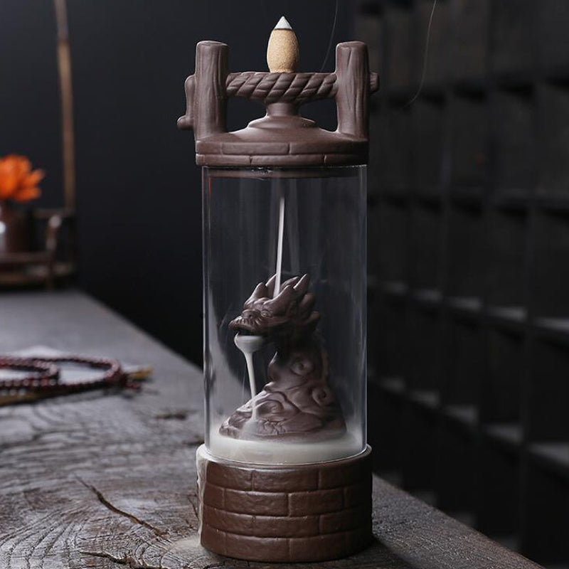 Waterfall Incense Burner Dragon Holder Backflow